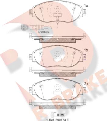 R Brake RB2018-087 - Тормозные колодки, дисковые, комплект autosila-amz.com