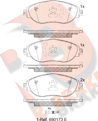 R Brake RB2018204 - Тормозные колодки, дисковые, комплект autosila-amz.com