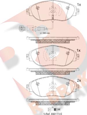 R Brake RB2018 - Тормозные колодки, дисковые, комплект autosila-amz.com