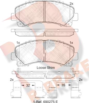 R Brake RB2082 - Тормозные колодки, дисковые, комплект autosila-amz.com