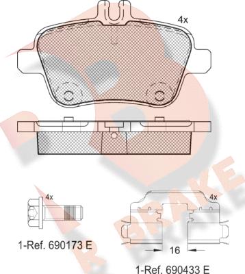 R Brake RB2039-067 - Тормозные колодки, дисковые, комплект autosila-amz.com