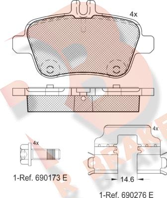 R Brake RB2039 - Тормозные колодки, дисковые, комплект autosila-amz.com