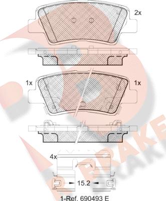 R Brake RB2036-066 - Тормозные колодки, дисковые, комплект autosila-amz.com