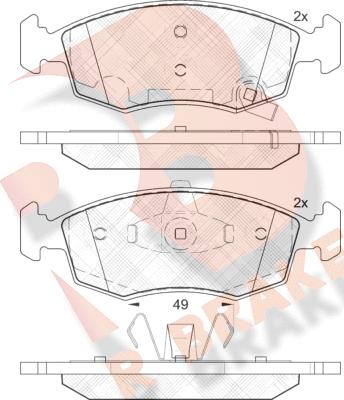 R Brake RB2032 - Тормозные колодки, дисковые, комплект autosila-amz.com