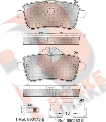 R Brake RB2072-067 - Тормозные колодки, дисковые, комплект autosila-amz.com