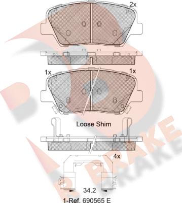 R Brake RB2147-203 - Тормозные колодки, дисковые, комплект autosila-amz.com