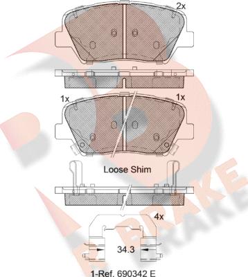 R Brake RB2147 - Тормозные колодки, дисковые, комплект autosila-amz.com