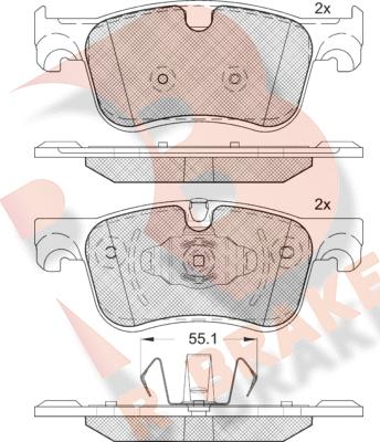 R Brake RB2158 - Тормозные колодки, дисковые, комплект autosila-amz.com