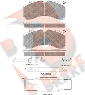 R Brake RB2124-073 - Тормозные колодки, дисковые, комплект autosila-amz.com