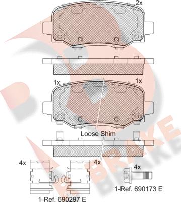 R Brake RB2176-203 - Тормозные колодки, дисковые, комплект autosila-amz.com