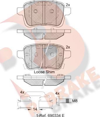 R Brake RB2170-203 - Тормозные колодки, дисковые, комплект autosila-amz.com