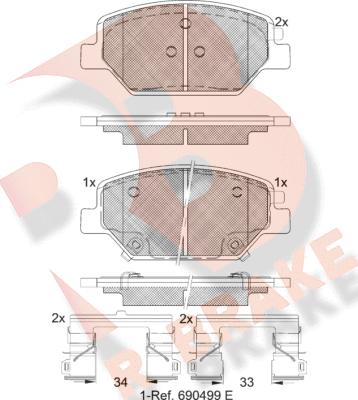 R Brake RB2317 - Тормозные колодки, дисковые, комплект autosila-amz.com