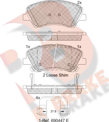 R Brake RB2298 - Тормозные колодки, дисковые, комплект autosila-amz.com