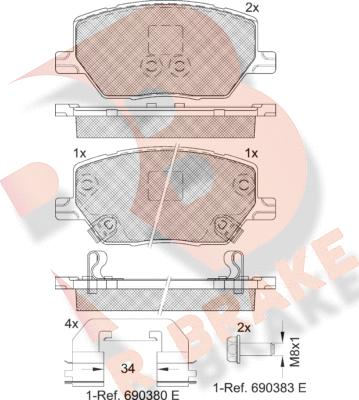 R Brake RB2243 - Тормозные колодки, дисковые, комплект autosila-amz.com