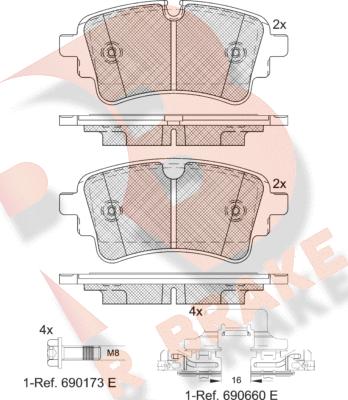 R Brake RB2256-208 - Тормозные колодки, дисковые, комплект autosila-amz.com