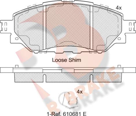 R Brake RB2252 - Тормозные колодки, дисковые, комплект autosila-amz.com