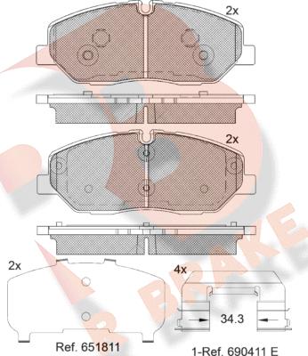 R Brake RB2268-204 - Тормозные колодки, дисковые, комплект autosila-amz.com