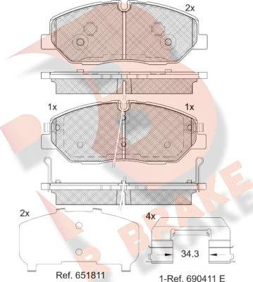 R Brake RB2268 - Тормозные колодки, дисковые, комплект autosila-amz.com