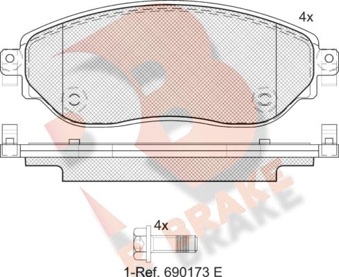 R Brake RB2219 - Тормозные колодки, дисковые, комплект autosila-amz.com