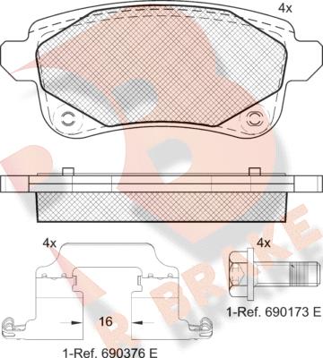 R Brake RB2222-208 - Тормозные колодки, дисковые, комплект autosila-amz.com