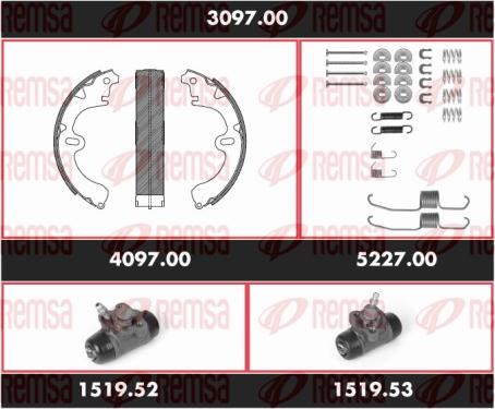 Remsa 3097.00 - Комплект тормозных колодок, барабанные autosila-amz.com