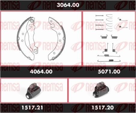 Remsa 3064.00 - Комплект тормозных колодок, барабанные autosila-amz.com