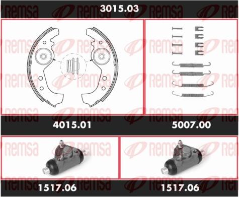 Remsa 3015.03 - Комплект тормозных колодок, барабанные autosila-amz.com