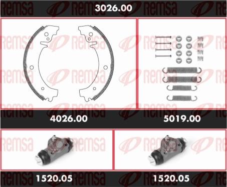 Remsa 3026.00 - Комплект тормозных колодок, барабанные autosila-amz.com