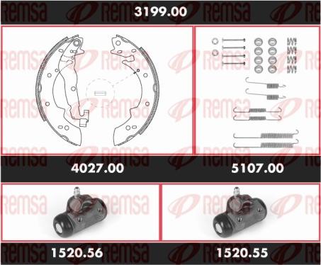 Remsa 3199.00 - Комплект тормозных колодок, барабанные autosila-amz.com