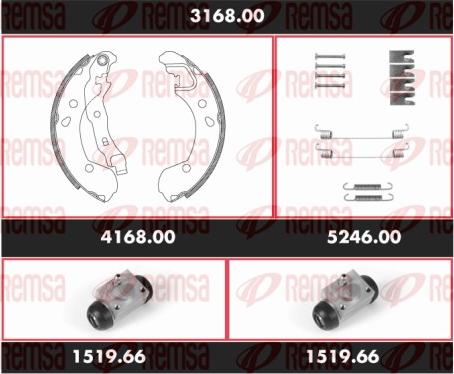 Remsa 3168.00 - Комплект тормозных колодок, барабанные autosila-amz.com