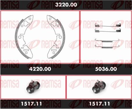 Remsa 3220.00 - Комплект тормозных колодок, барабанные autosila-amz.com