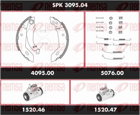 Remsa SPK 3095.04 - Комплект тормозных колодок, барабанные autosila-amz.com