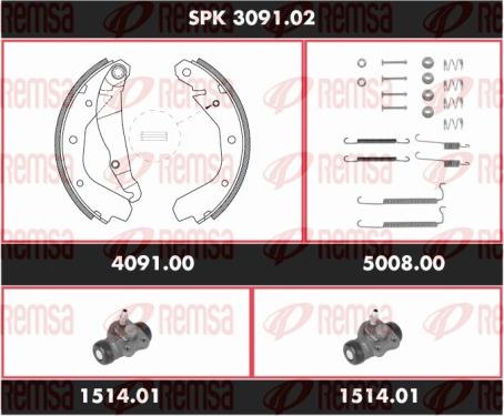 Remsa SPK 3091.02 - Комплект тормозных колодок, барабанные autosila-amz.com