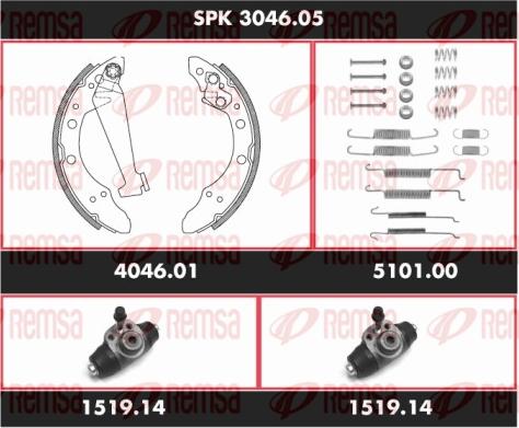 Remsa SPK 3046.05 - Комплект тормозных колодок, барабанные autosila-amz.com