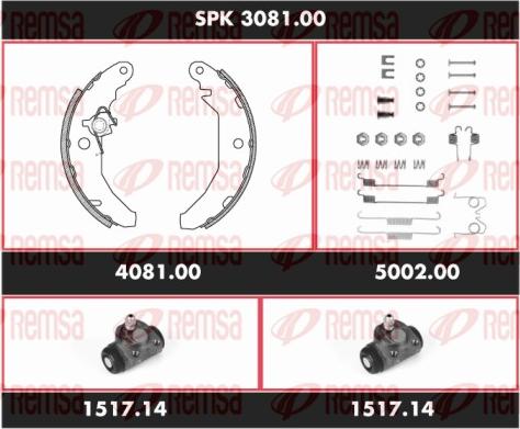 Remsa SPK 3081.00 - Комплект тормозных колодок, барабанные autosila-amz.com