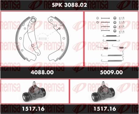 Remsa SPK 3088.02 - Комплект тормозных колодок, барабанные autosila-amz.com