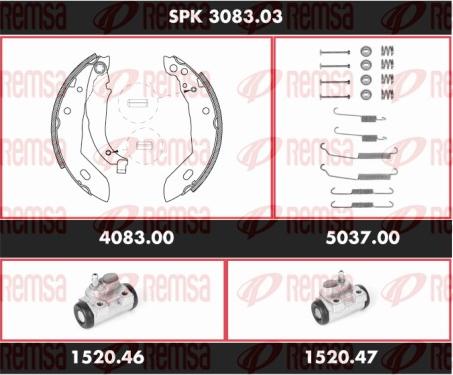 Remsa SPK 3083.03 - Комплект тормозных колодок, барабанные autosila-amz.com