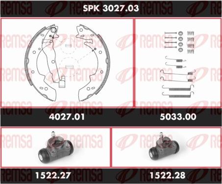 Remsa SPK 3027.03 - Комплект тормозных колодок, барабанные autosila-amz.com