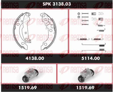 Remsa SPK 3138.03 - Комплект тормозных колодок, барабанные autosila-amz.com