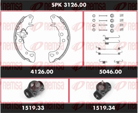 Remsa SPK 3126.00 - Комплект тормозных колодок, барабанные autosila-amz.com