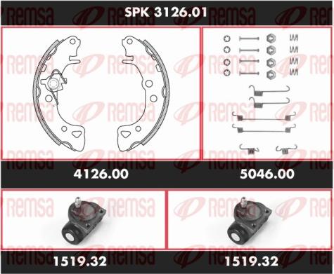 Remsa SPK 3126.01 - Комплект тормозных колодок, барабанные autosila-amz.com