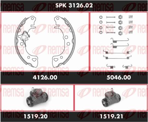 Remsa SPK 3126.02 - Комплект тормозных колодок, барабанные autosila-amz.com