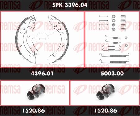 Remsa SPK 3396.04 - Комплект тормозных колодок, барабанные autosila-amz.com