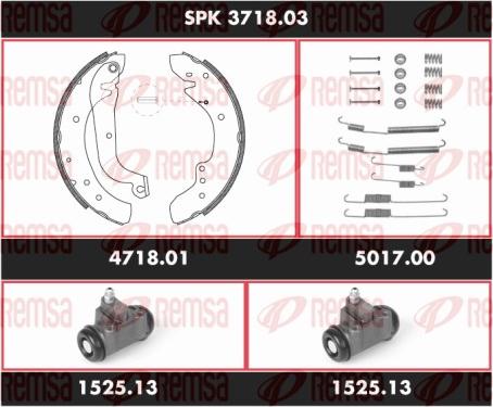 Remsa SPK 3718.03 - Комплект тормозных колодок, барабанные autosila-amz.com