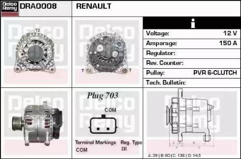 Remy DRA0008 - Генератор autosila-amz.com