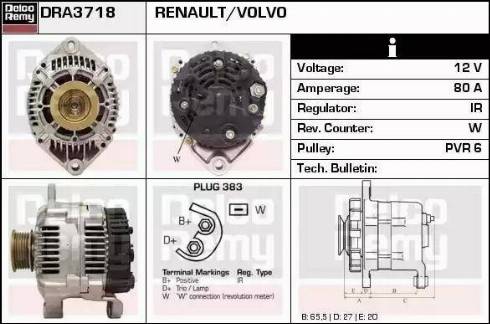 Remy DRA3718 - Генератор autosila-amz.com