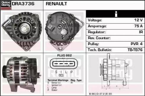 Remy DRA3736 - Генератор autosila-amz.com