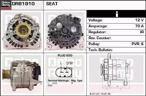 Remy DRB1910 - Генератор autosila-amz.com