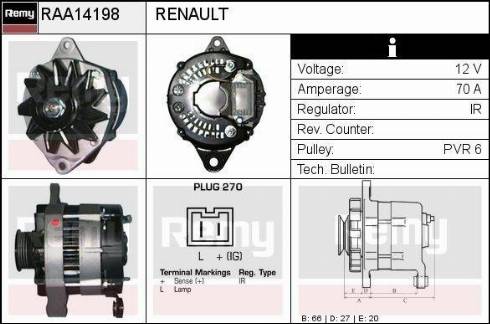 Remy RAA14198 - Генератор autosila-amz.com