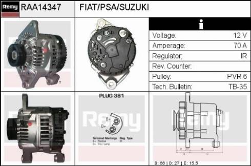 Remy RAA14347 - Генератор autosila-amz.com